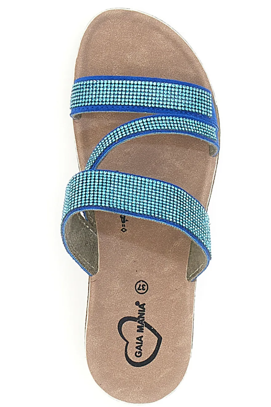 Ciabatte azzurre con zeppa glitterata Gaia Mania G006