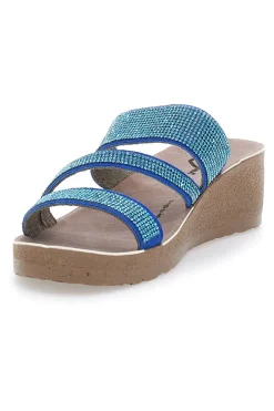 Ciabatte azzurre con zeppa glitterata Gaia Mania G006