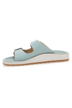 Ciabatte azzurre verde acqua con doppia fibbia e fondo comfort FLY FLOT 77077ZZ