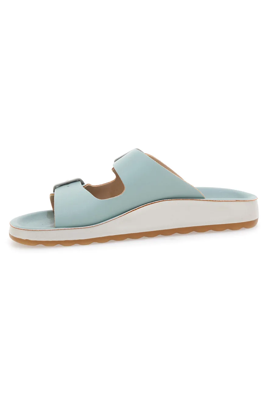 Ciabatte azzurre verde acqua con doppia fibbia e fondo comfort FLY FLOT 77077ZZ