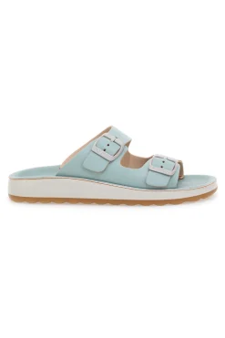Ciabatte azzurre verde acqua con doppia fibbia e fondo comfort FLY FLOT 77077ZZ