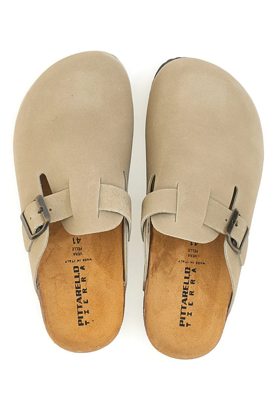 Ciabatte beige chiaro con fibbia in vera pelle Pittarello Tierra 335A013PR