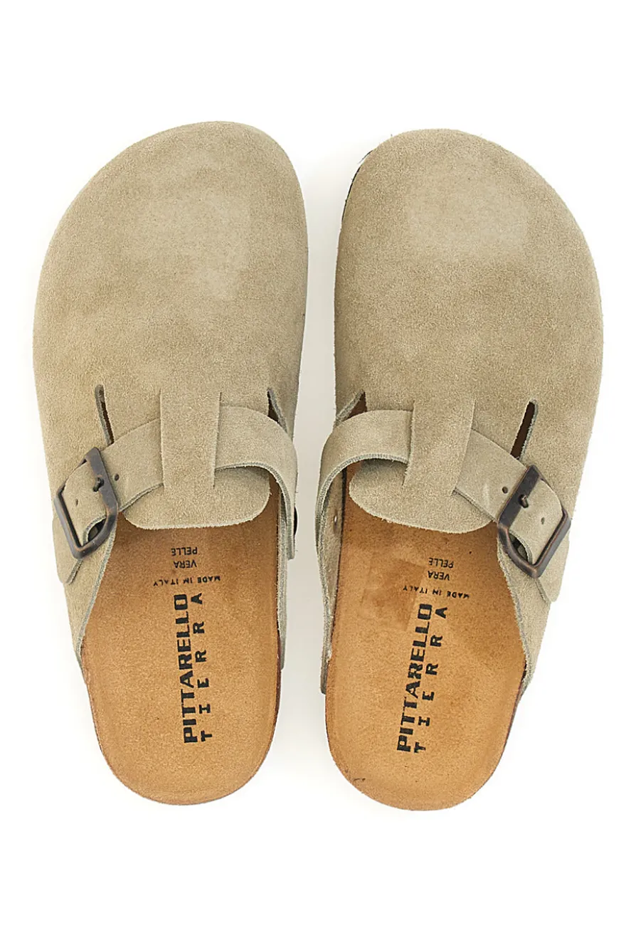 Ciabatte beige chiaro con fibbia in vera pelle PittarelloTierra 335A013PR