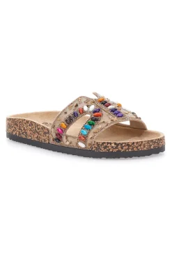 Ciabatte beige con applicazioni multicolor Prima Riga 14219