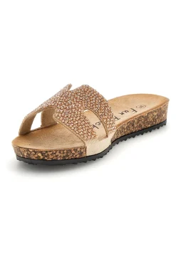 Ciabatte beige con brillantini Fun beach 18103