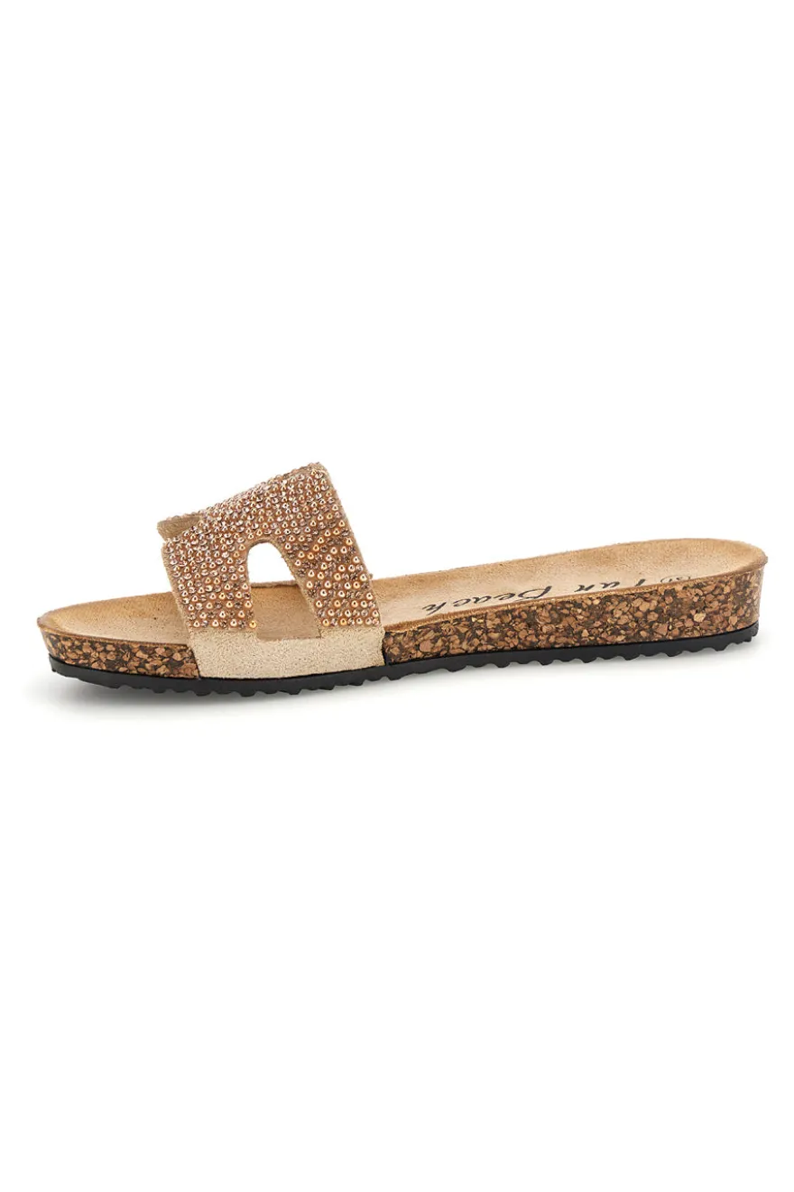 Ciabatte beige con brillantini Fun beach 18103