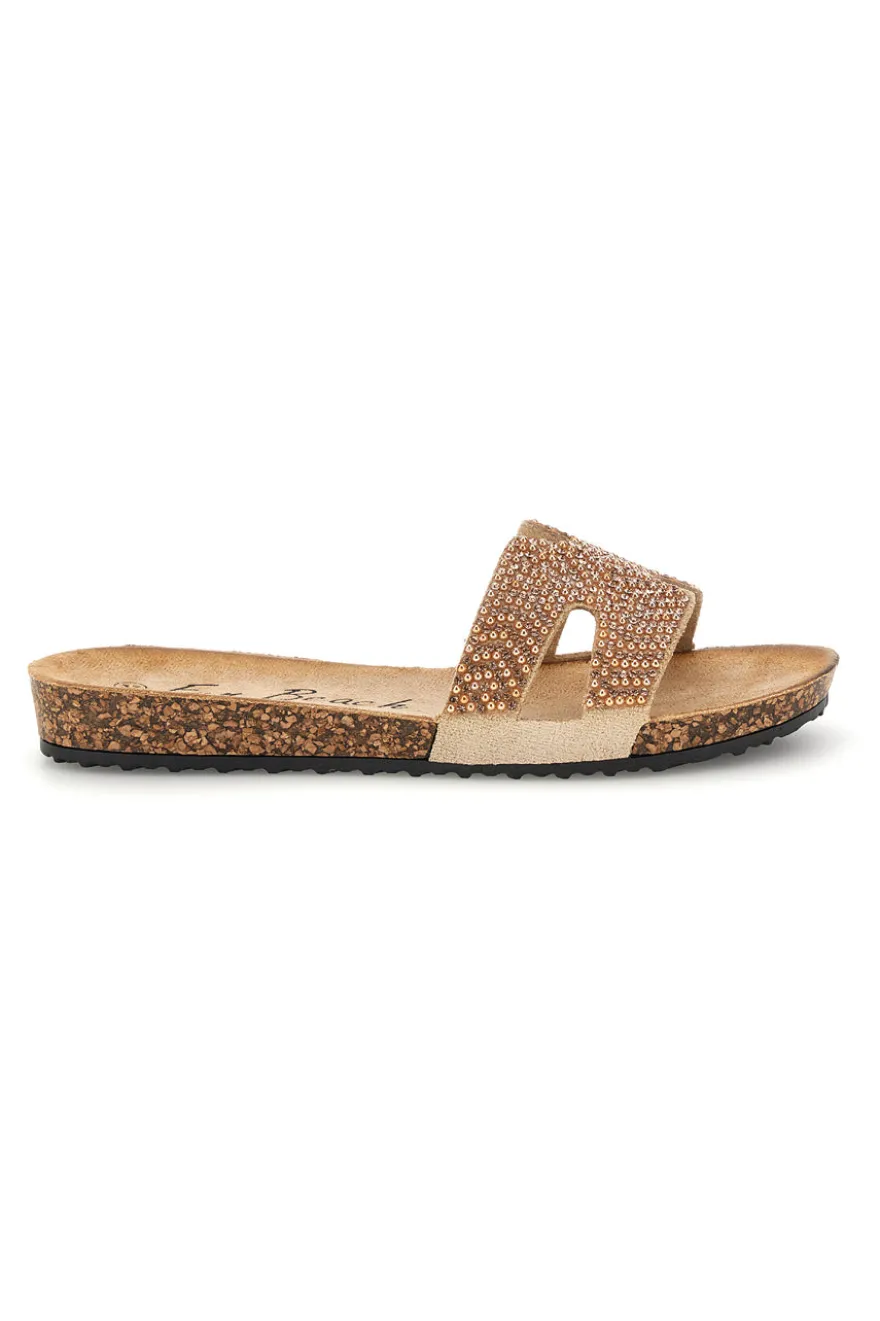 Ciabatte beige con brillantini Fun beach 18103
