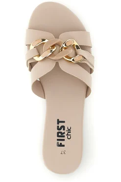 Ciabatte beige con catena decorativa The first chic PREA1320