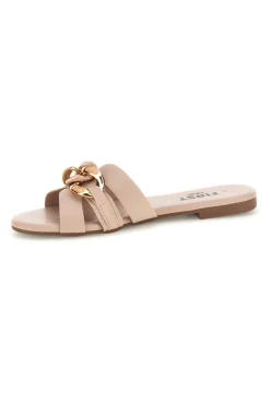 Ciabatte beige con catena decorativa The first chic PREA1320