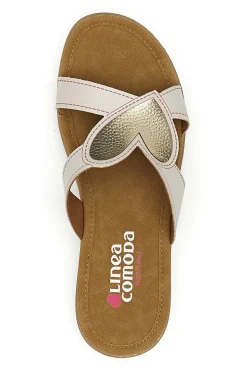 Ciabatte beige con dettaglio a cuore Linea Comoda 7190V
