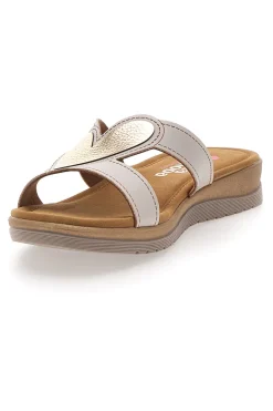 Ciabatte beige con dettaglio a cuore Linea Comoda 7190V