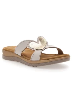 Ciabatte beige con dettaglio a cuore Linea Comoda 7190V
