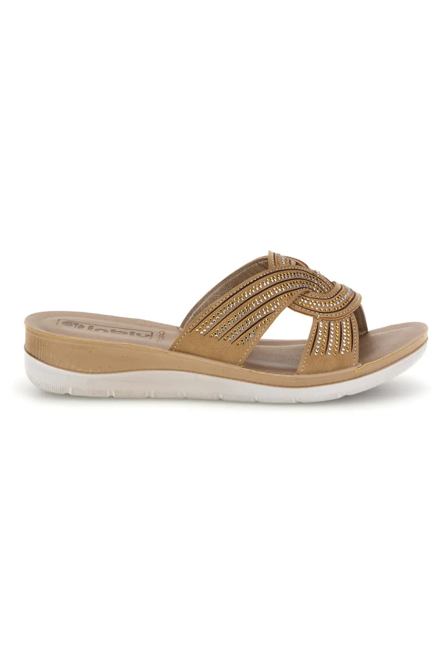 Ciabatte beige con dettagli luminosi Inblu 47 BV