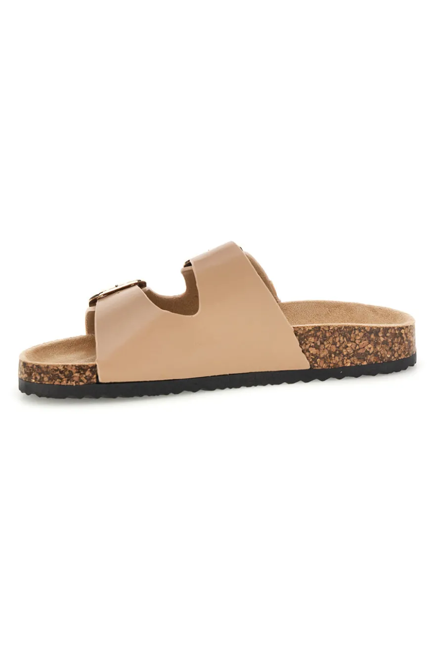 Ciabatte beige con doppia fascia e fibbie decorative Me & Me 14604