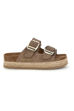 Ciabatte beige con doppia fascia regolabile e suola platform Superga S11T228.