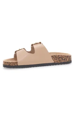 Ciabatte beige con doppia fascia e fibbie decorate Me & Me 14604