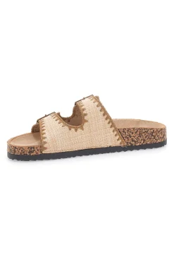 Ciabatte beige con doppia fibbia decorata oro ME & ME 14221