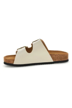 Ciabatte beige con doppia fascia regolabile Made in Italy in vera pelle Superga S31C731