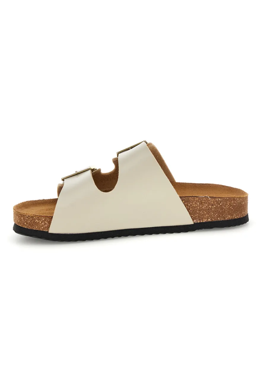 Ciabatte beige con doppia fascia regolabile Made in Italy in vera pelle Superga S31C731