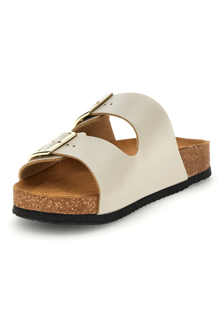 Ciabatte beige con doppia fascia regolabile Made in Italy in vera pelle Superga S31C731