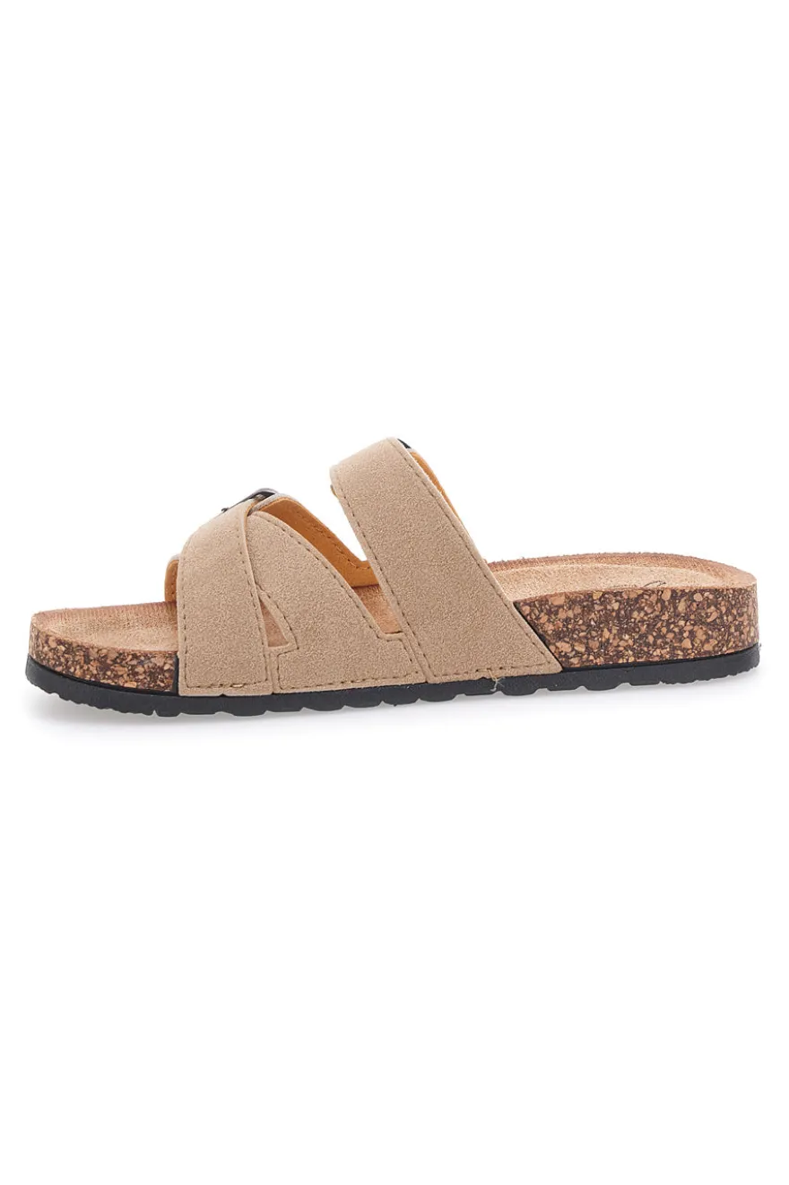 Ciabatte beige con doppia fascia regolabile Pittarello Sun BL208417
