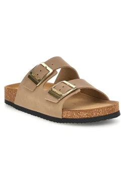 Ciabatte beige con doppia fascia regolabile Made in Italy in vera pelle Superga S31T823