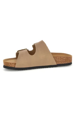 Ciabatte beige con doppia fascia regolabile Made in Italy in vera pelle Superga S31T823
