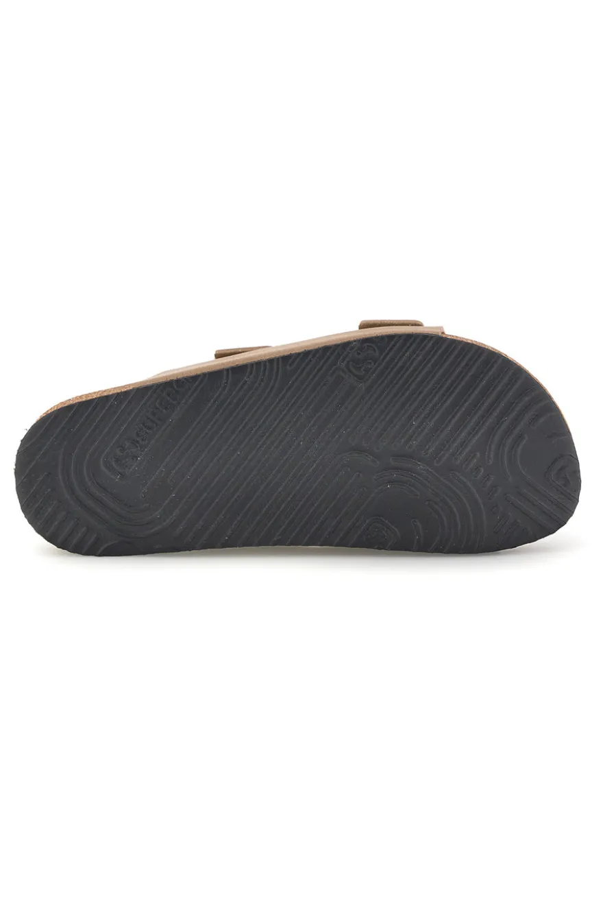 Ciabatte beige con doppia fascia regolabile Made in Italy in vera pelle Superga S31T823