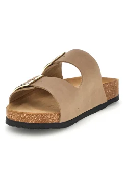 Ciabatte beige con doppia fascia regolabile Made in Italy in vera pelle Superga S31T823