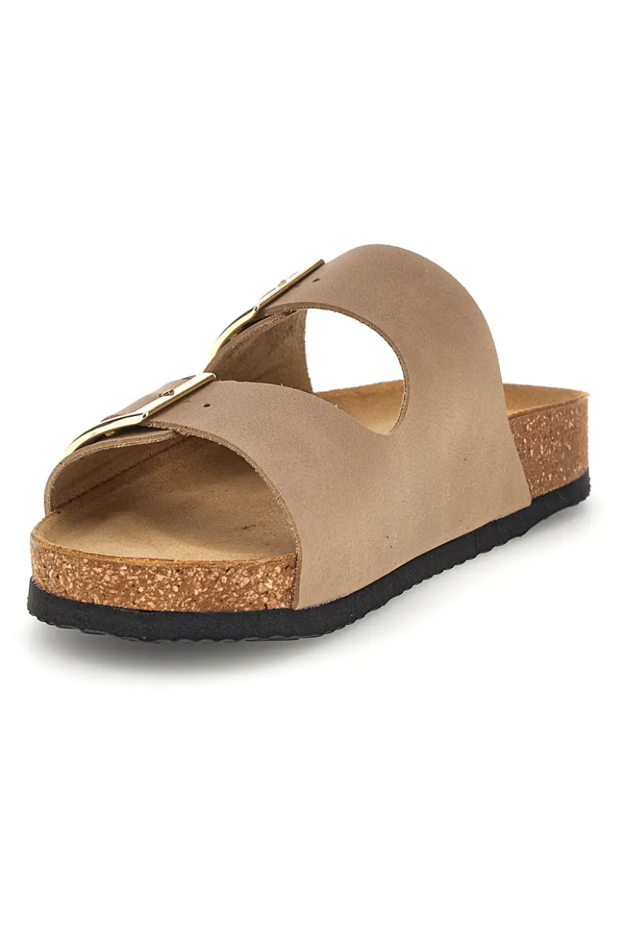 Ciabatte beige con doppia fascia regolabile Made in Italy in vera pelle Superga S31T823