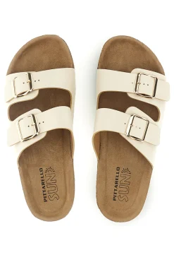 Ciabatte beige con doppia fibbia Pittarello sun BLB2505221E