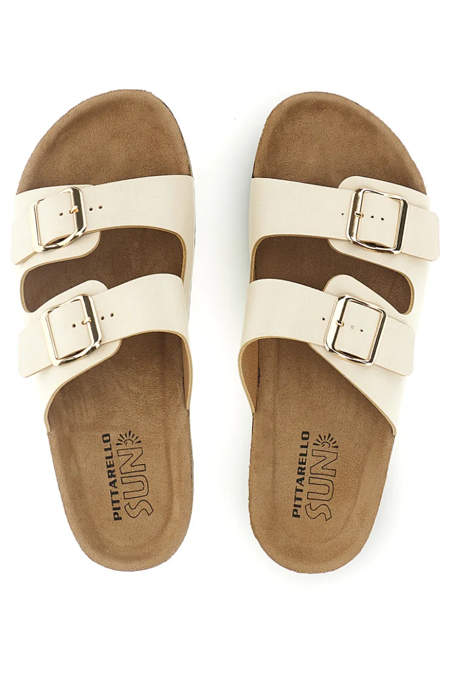 Ciabatte beige con doppia fibbia Pittarello sun BLB2505221E