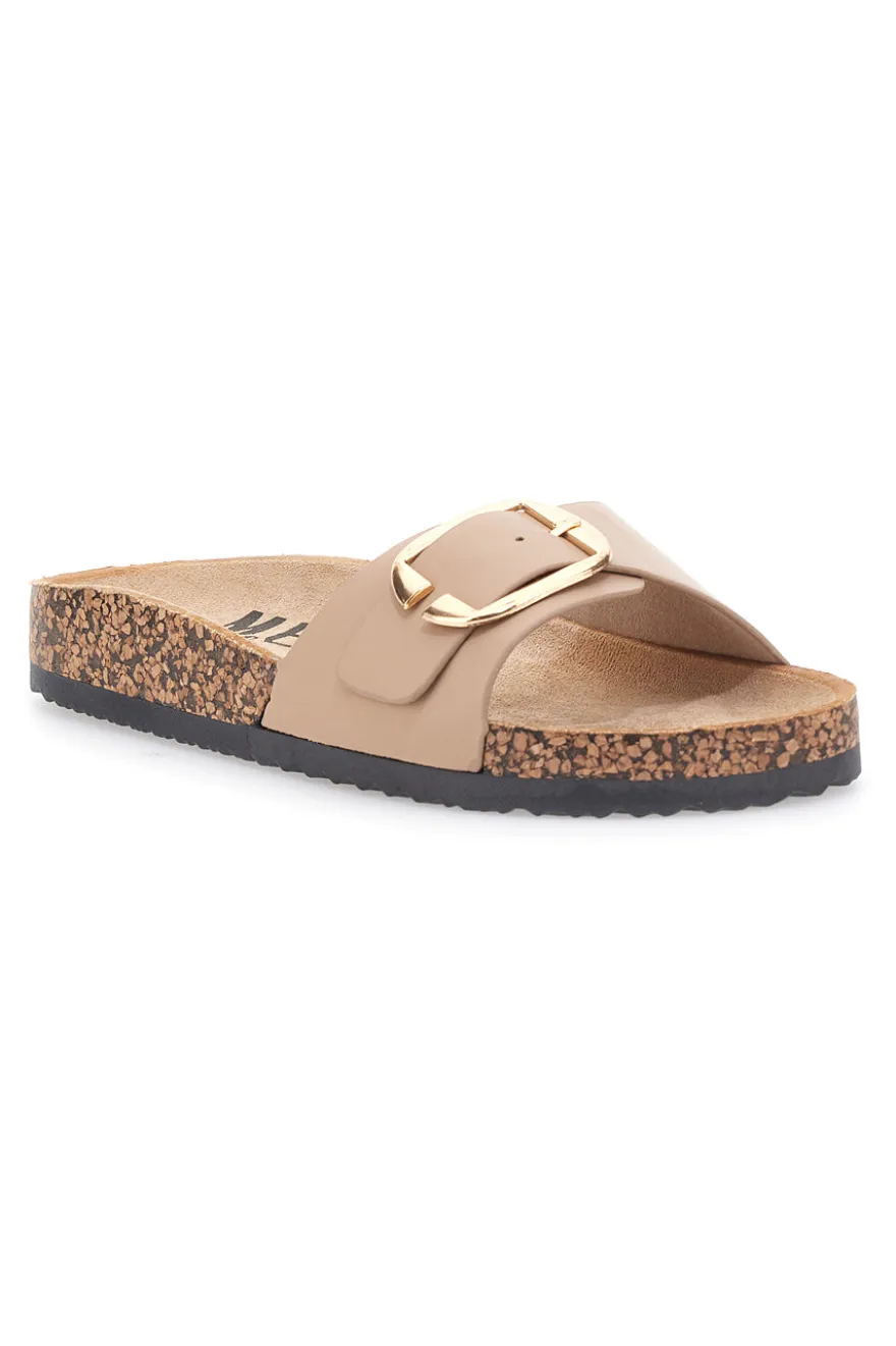 Ciabatte beige con fibbia e suola effetto sughero Me & Me 14168