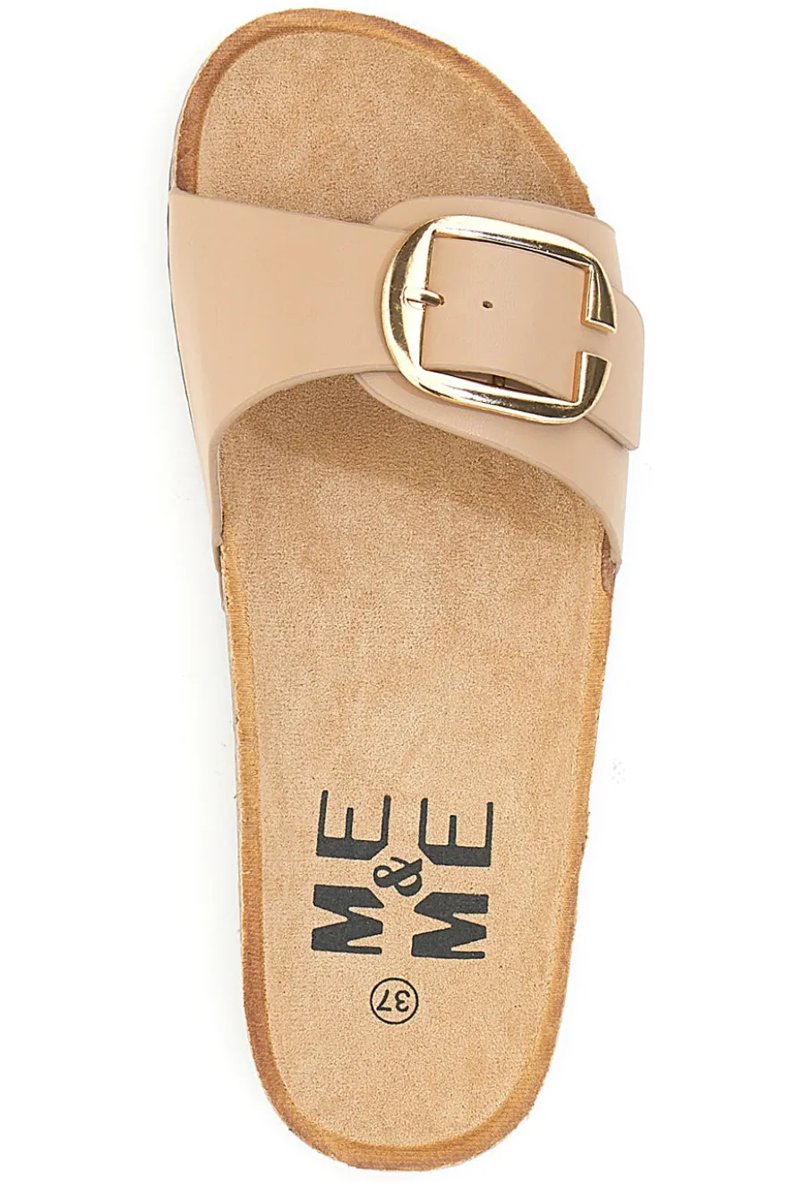 Ciabatte beige con fibbia e suola effetto sughero Me & Me 14168