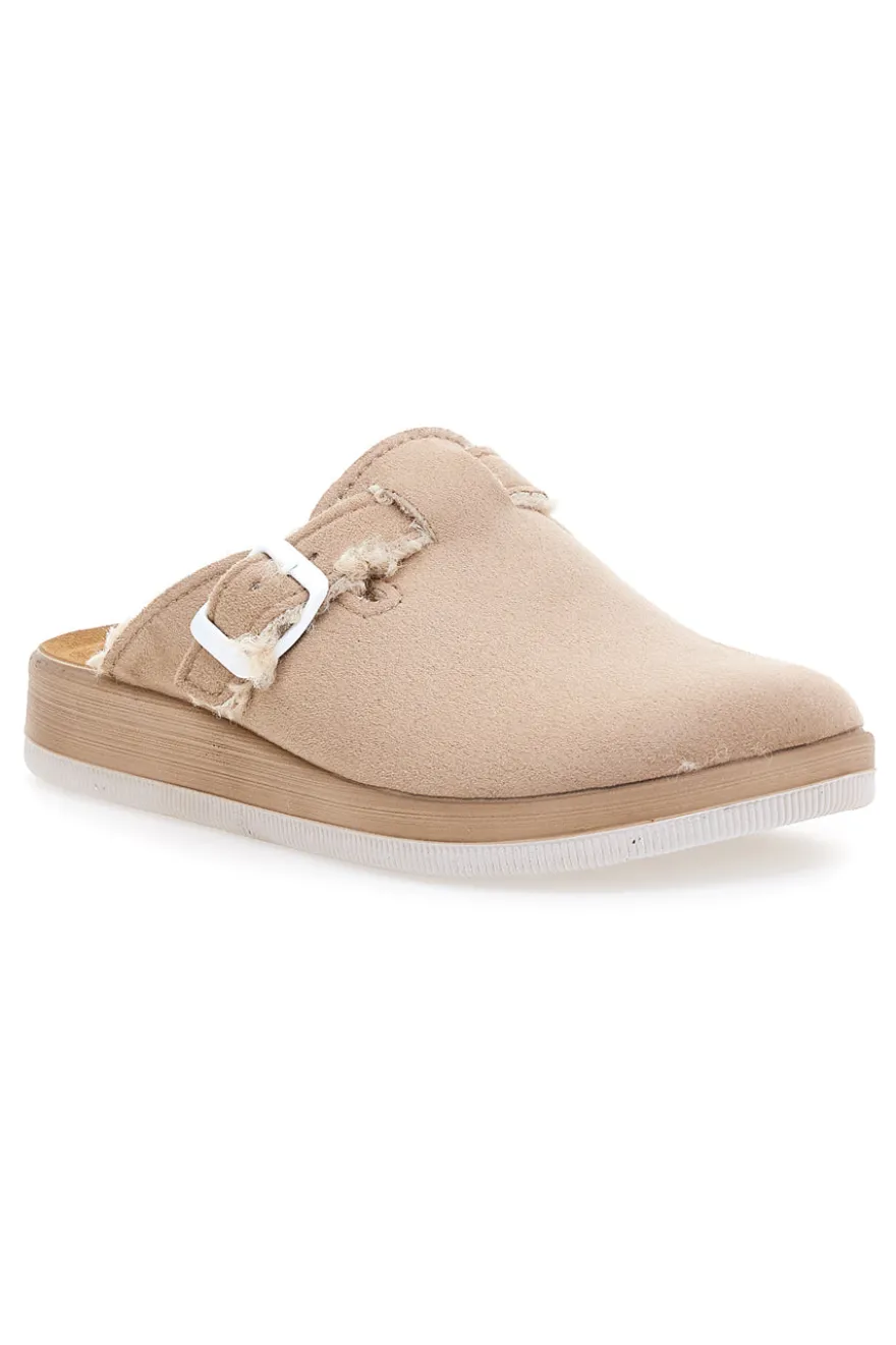 Ciabatte beige con fibbia e fodera calda Inblu 39 CT