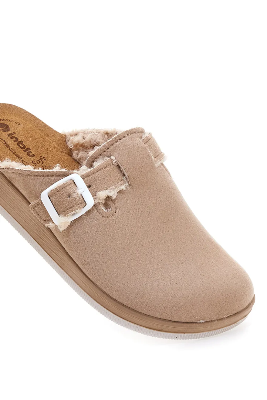 Ciabatte beige con fibbia e fodera calda Inblu 39 CT