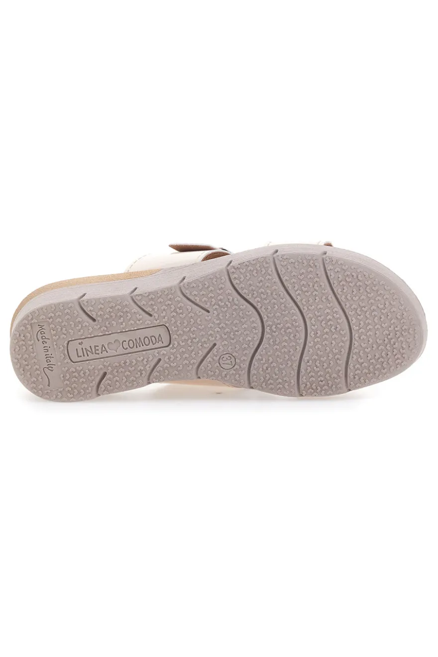 Ciabatte beige con fibbia e fondo rialzato LINEA COMODA 8164V