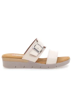 Ciabatte beige con fibbia e fondo rialzato LINEA COMODA 8164V