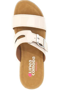 Ciabatte beige con fibbia e fondo rialzato LINEA COMODA 8164V