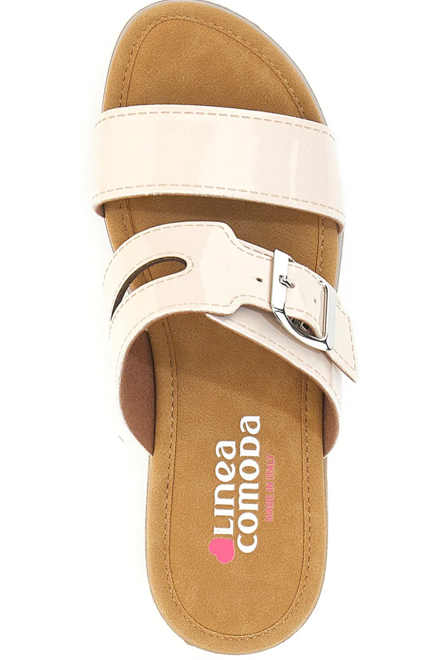 Ciabatte beige con fibbia e fondo rialzato LINEA COMODA 8164V