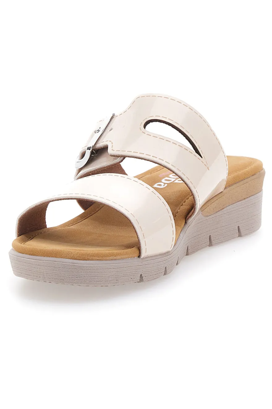 Ciabatte beige con fibbia e fondo rialzato LINEA COMODA 8164V