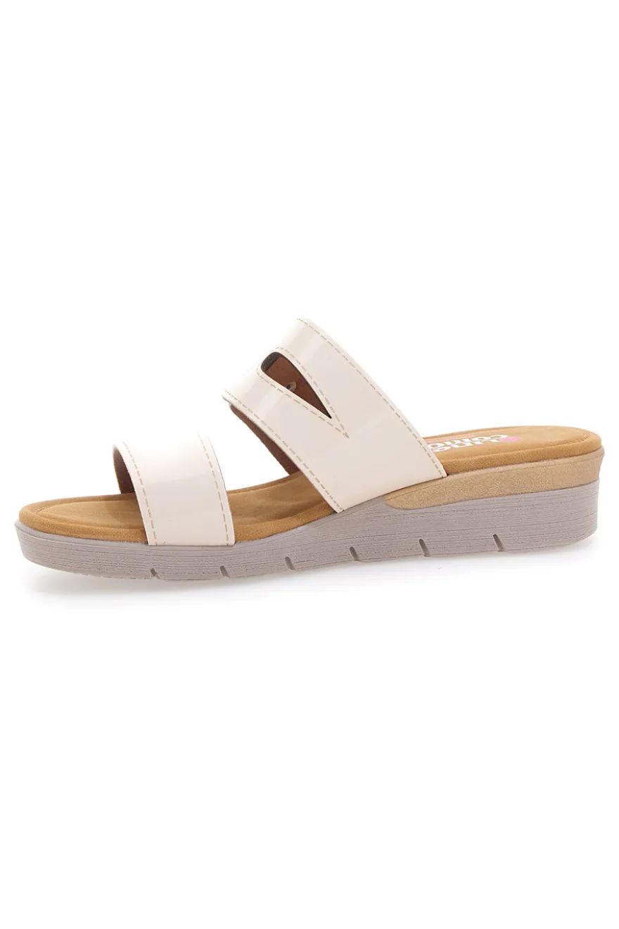 Ciabatte beige con fibbia e fondo rialzato LINEA COMODA 8164V