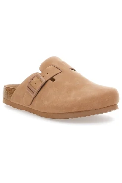 Ciabatte beige con fibbia e sottopiede in vera pelle Superga S11U700