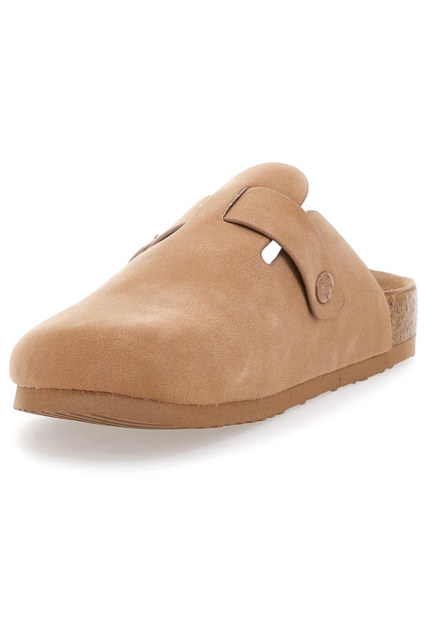 Ciabatte beige con fibbia e sottopiede in vera pelle Superga S11U700
