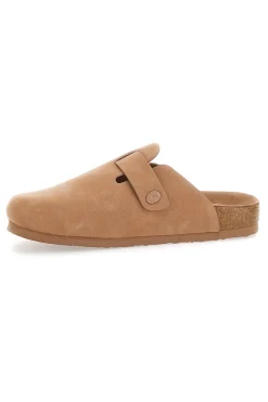 Ciabatte beige con fibbia e sottopiede in vera pelle Superga S11U700