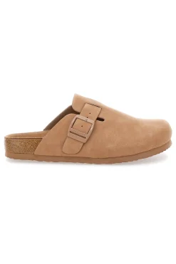 Ciabatte beige con fibbia e sottopiede in vera pelle Superga S11U700