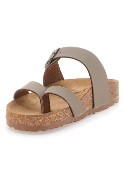 Ciabatte Beige con fibbia regolabile e plantare anatomico Bio Up 202