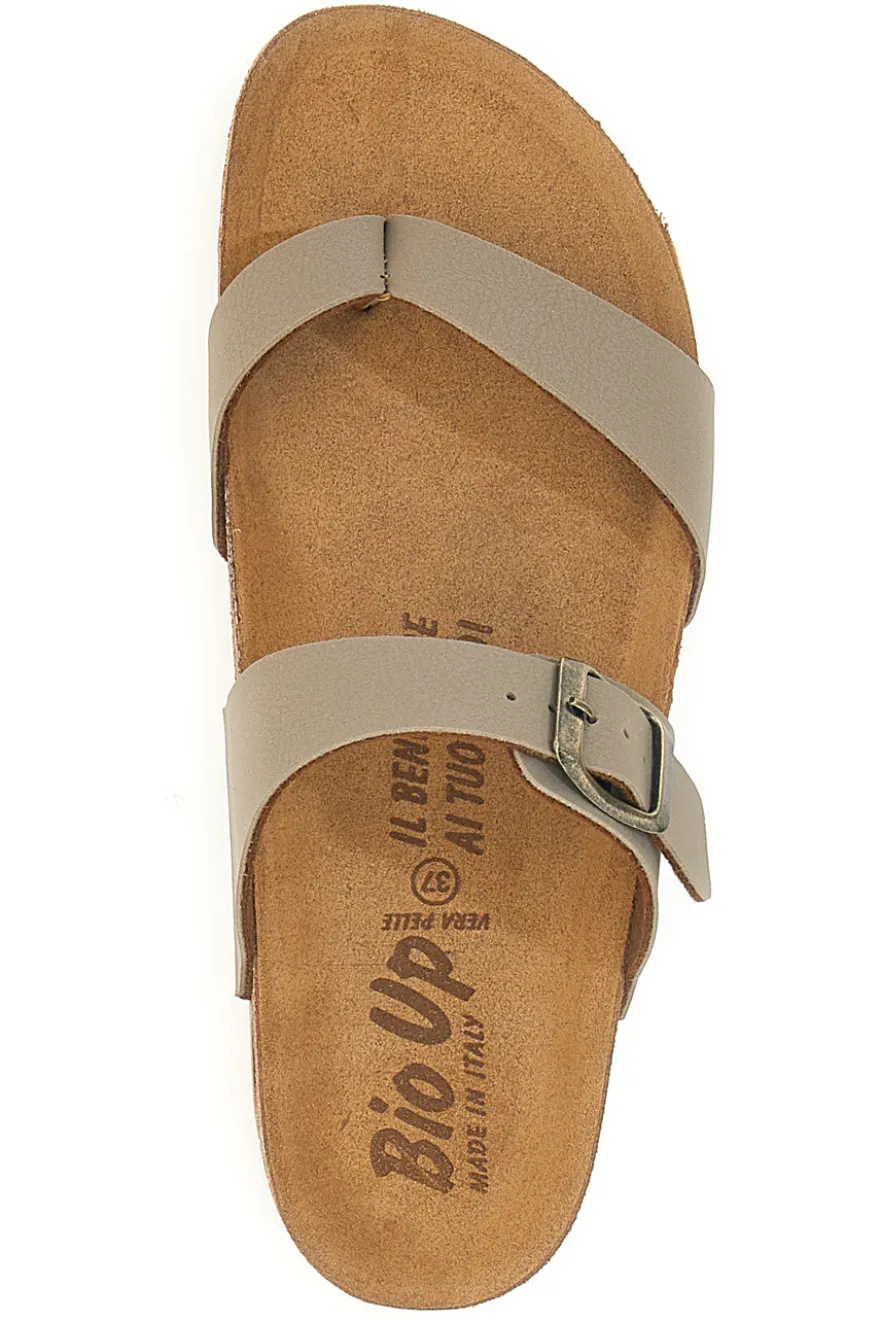 Ciabatte Beige con fibbia regolabile e plantare anatomico Bio Up 202
