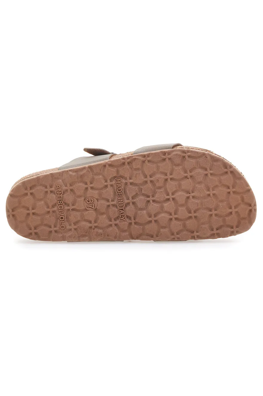 Ciabatte Beige con fibbia regolabile e plantare anatomico Bio Up 202