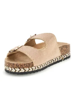 Ciabatte beige con fibbie e dettagli ricamati Me & Me 14184